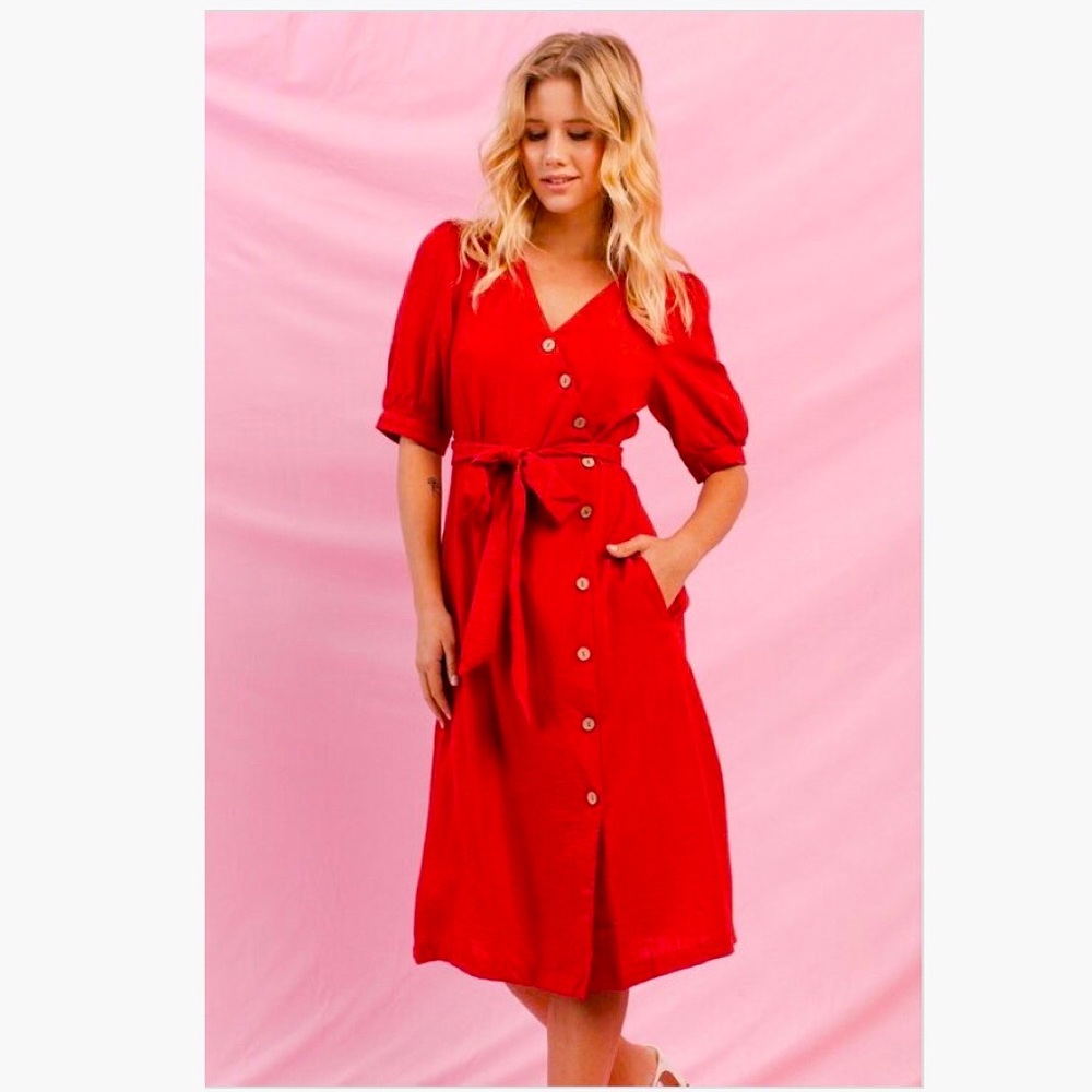 Red Midi Dress - Picture 1 of 4